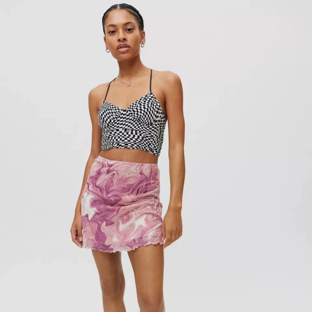 UO Pink Marble Mini Skirt